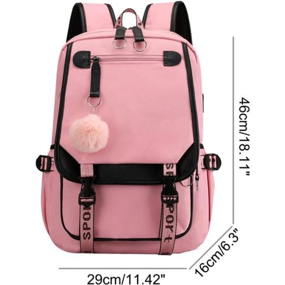 Teenage Girls' Backpack Middle School Students Bookbag Outdoor USB Charge Port - Picture 3 of 6